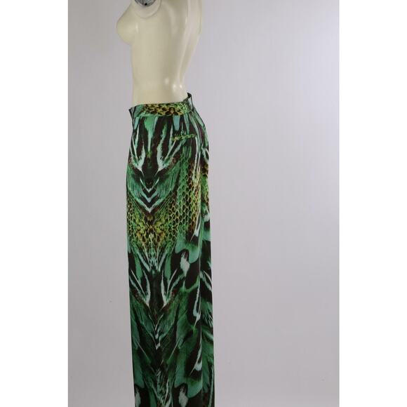 SAI SANKOH Green Tropical Print Wide Leg Trousers Pants Size S - Picture 7 of 11